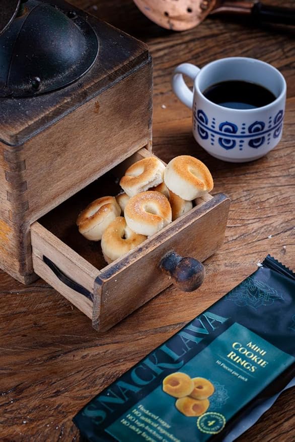 Snacklava Mini Cookie Rings - 6 Pack (60 Pieces) - No Artificial Colors or Preservatives - 4 Clean Nut-Free Ingredients - Premium Handmade Pastries