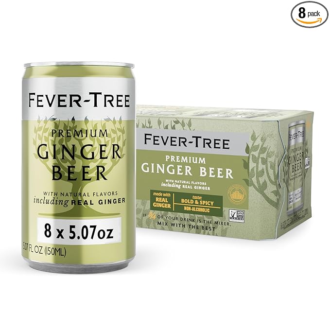 Fever-Tree Ginger Beer – Premium Mixer for Cocktails and Mocktails, 5.1 fl oz Cans, Pack of 8 – Naturally Sourced, Non-GMO