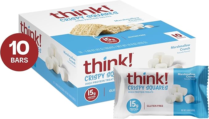 Think! High Protein Crispy Squares Marshmallow Crunch Treat (10 Pack)