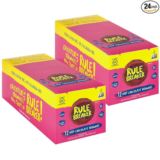 Rule Breaker Vegan & Gluten Free Cookies | Chocolate Brownie | Plant-Based, Nut-Free, Top 11 Allergen-Free | Soft-Baked School Snacks Cookies for Kids & Adults, Individually Wrapped (Pack of 24)