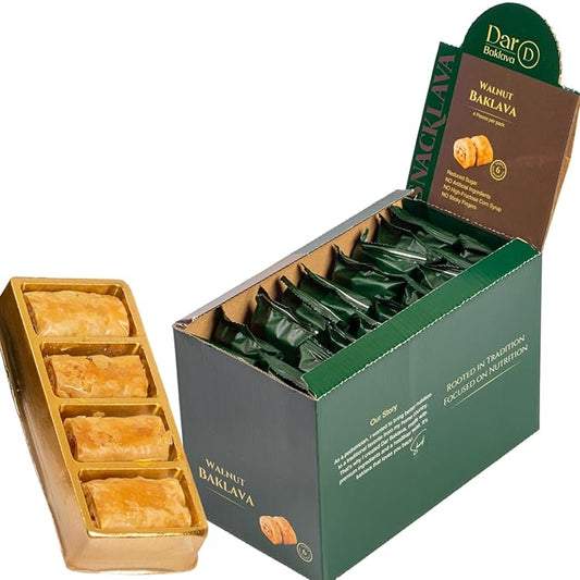 Snacklava Walnut Baklava - 20 Pack (80 Pieces) - No Artificial Ingredients, Colors or Preservatives - Premium Handmade Pastries