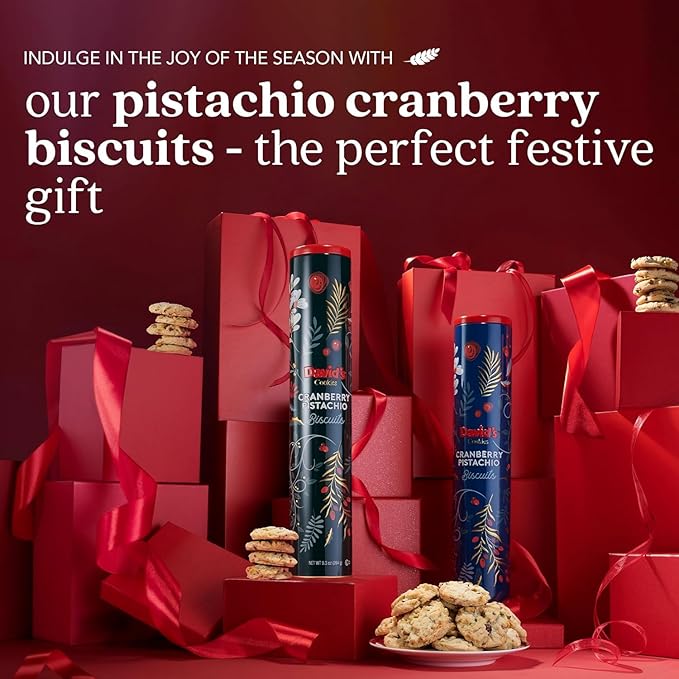 David's Cookies Cranberry Pistachio Biscuits 2-Pack - Gourmet Snacks & Bakery Treats - Ideal Cookie for Snacking and Gifting - Delicious Delightful Food Gift for Kids and Adults for Any Occasions