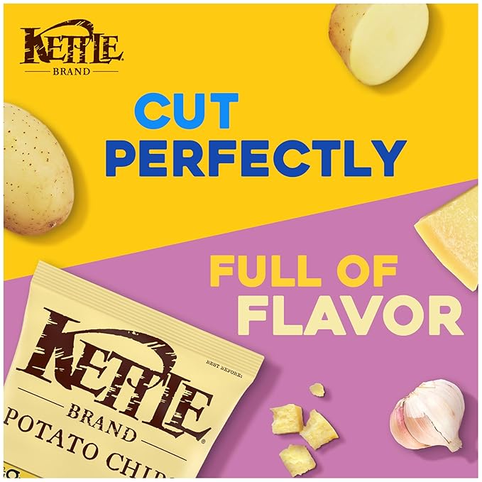 Kettle Brand Potato Chips Parmesan Garlic Kettle Chips, 7.5 Oz (Pack of 2)