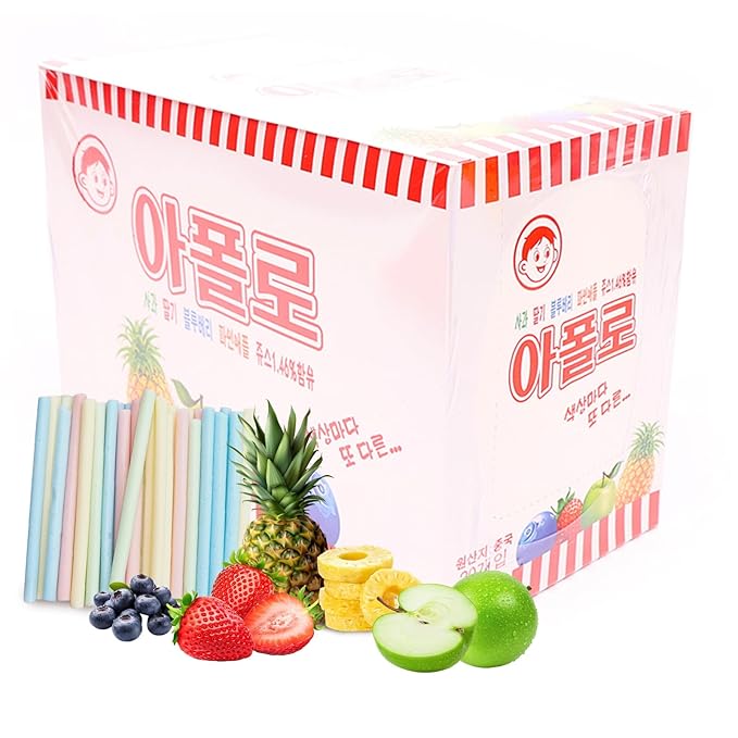 COELO Apollo Straw Candy 36g x 20Packs (Total 25.4oz) | Fruity Flavors Assortment | Korean Old School Childhood Snack | Soft Candy Playful Fun Snack Share Size Treats Party Trips On-the-Go 아폴로 K-Food