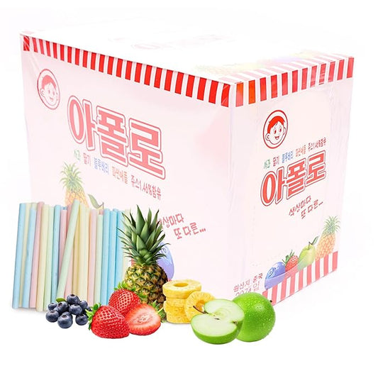 COELO Apollo Straw Candy 36g x 20Packs (Total 25.4oz) | Fruity Flavors Assortment | Korean Old School Childhood Snack | Soft Candy Playful Fun Snack Share Size Treats Party Trips On-the-Go 아폴로 K-Food