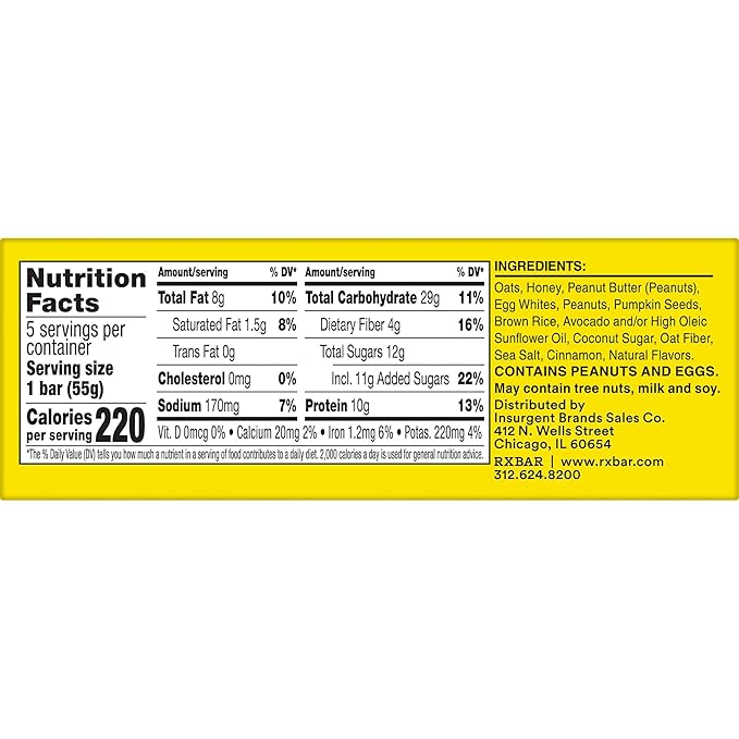 RXBAR Nut Butter and Oat Protein Bars, Protein Snacks, Honey Cinnamon Peanut Butter (6 Boxes, 30 Bars)