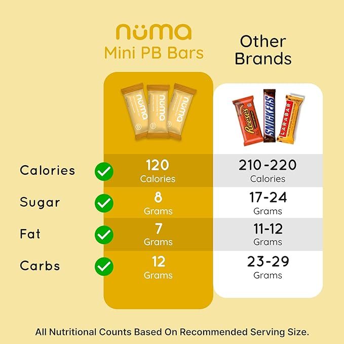 Mini Peanut Butter Bars Variety Pack – Vegan, High Protein, Low Sugar, Low Calorie, All Natural, Gluten Free – Crunchy Plant Based Snack – 4 Bags with 8 Individually Wrapped Pieces