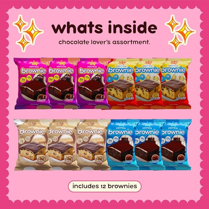 Prime Bites Protein Brownie from Alpha Prime Supplements | High Protein, Collagen Fortified Low Sugar Treat | Delicious Snack | 12 Bars per Box (Chocolate Flavors Variety)