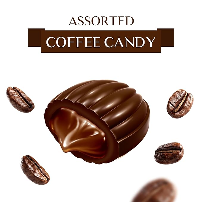 Maestro Massimo Assorted Coffee Candy - Individually Wrapped 2.2 Pound Bulk Bag, 3mg Caffeine per Hard Candy, Original Espresso, Macchiato, Cappuccino Flavored, Made with Bold Arabica Coffee (Pack of 1)