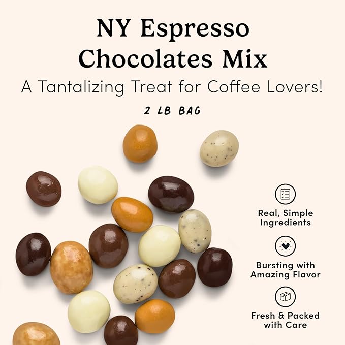 Nuts.com – NY Espresso Chocolates Mix– 2 Pound Bag, Great Snack for Adults, Good Source of Antioxidants & Caffeine – For Parties, Office, Holiday Gatherings & Home Snacking – Kosher Pareve