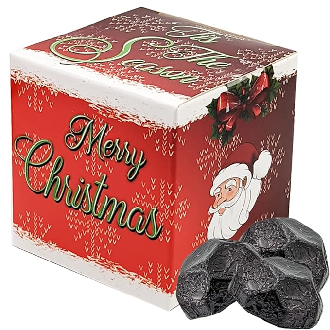 Fruidles Christmas Coal Chocolate Milk Double Crispy Coal, Party Bag Fillers, Individually Wrapped Foils, Kosher Certified (20 Count (Half-Pound))