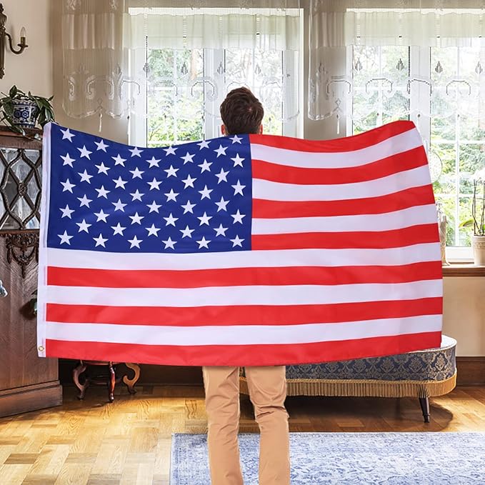 AhfuLife American Flag for Outside 3x5 Ft, Large America Flag Double Side with Brass Eyelets for American Party Decorations, Bar Garden Street Decoration Indoor Outdoor