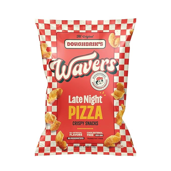 WAVERS by Doughbrik's Snacks, Late Night Pizza Flavor 4.5 oz Bag, Crispy Crunchy Texture Perfect Anytime Snack Made in the USA (1-Pack)