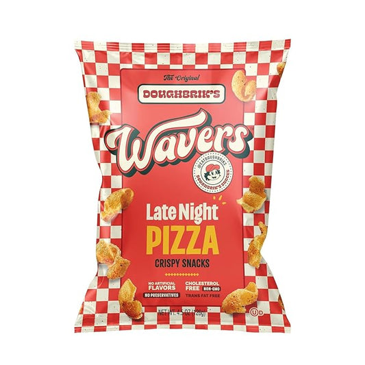 WAVERS by Doughbrik's Snacks, Late Night Pizza Flavor 4.5 oz Bag, Crispy Crunchy Texture Perfect Anytime Snack Made in the USA (1-Pack)