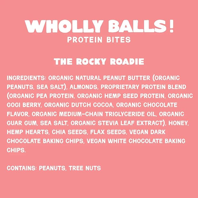 Wholly Balls Protein Bites – Healthy Plant-Based Snack | High Protein, Low Sugar, Gluten-Free Energy Balls (Pack of 3, Rocky Roadie)