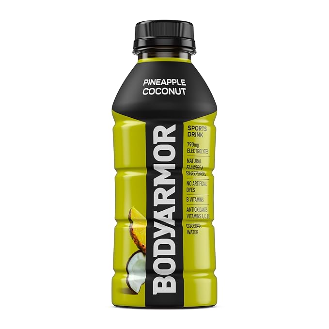 BODYARMOR Sports Drink, Pineapple Coconut, Electrolyte Drink Hydration, 16 Fl Oz Bottles (12 Pack), Flavored Coconut Water with B Vitamins & Antioxidants
