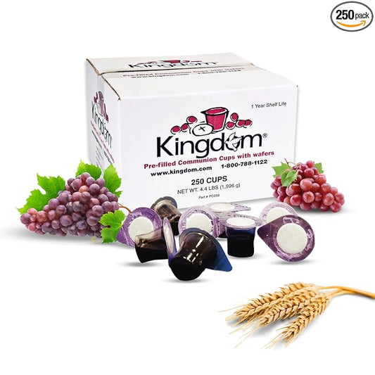 Kingdom Prefilled Communion Cup with Wafers(250ct red juice) Sealed in a Single-Serving Container with Upto 1-Year Shelf Life, Perfect for Holy Eucharist Celebration in Hospitals,Summer Camps, & More