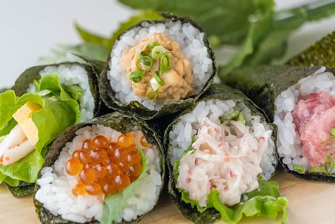 Norisuke Roasted Seaweed for a hand-rolled sushi premium half cut 50 sheets,Product of Ariake,Japan highest grade in Japan