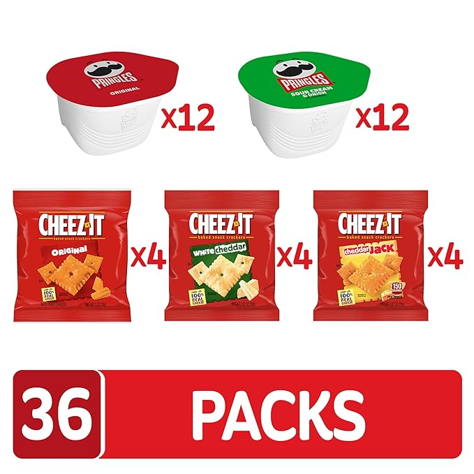 Cheez-It and Pringles Variety Pack, Lunch Snacks, Kids Snacks, Variety Pack (36 Count)