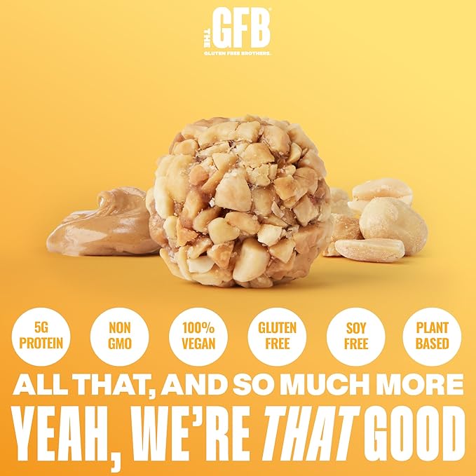 The Gluten Free Brothers Peanut Butter Bites - Gluten Free Protein Balls – Non GMO, Soy Free, Vegan – Snack Size Plant Based Protein Energy Balls, 4 oz (4 Count)
