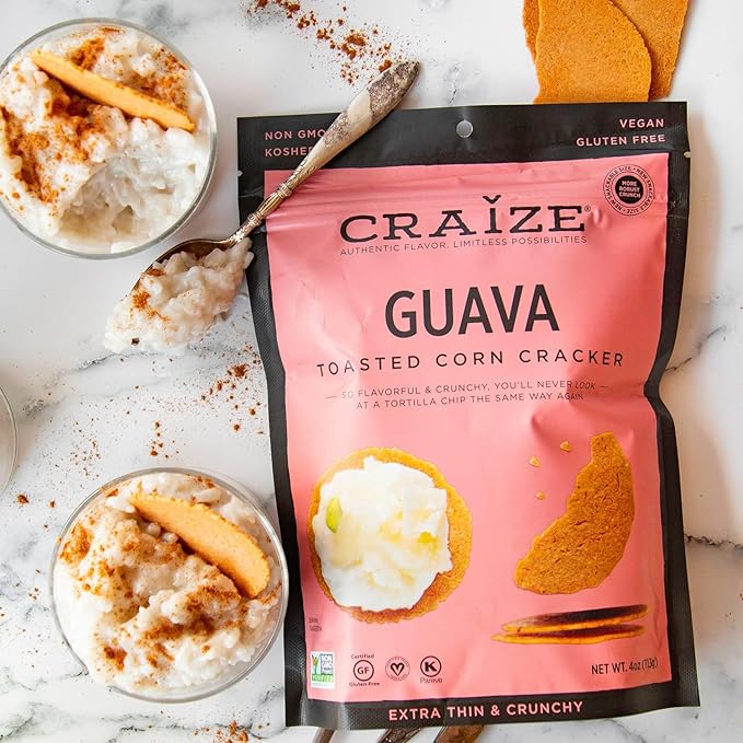 Craize Classics Sampler | Sweet Corn, Coconut, Everything, Guava Crisps | Gluten Free, Vegan, Kosher, Toasted Corn Crackers | 4 pack, 4 oz each