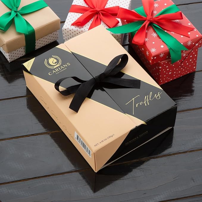 CARIANS Chocolate Gourmet Truffles Box, Chocolate Gift Box, Box of Candy, Assorted Luxury Chocolate Basket, Dark, Milky, Hazelnut Truffles, Holiday Chocolate, Valentine's Day, Great for Gift Giving and Anniversary,11 Pcs.