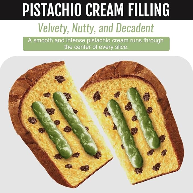 PIACELLI Italian pistachio with Piacelli Sticker - Authentic Italian Dessert with chocolate chips - Pistachio Cake Imported from Italy - Holiday Cake Ideal for Christmas & Special Occasions - 750g