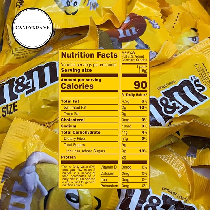 M&M Peanuts & Milk Chocolate Candy - 2 lbs Bulk Pack - Individually Wrapped Fun Size Candy for Freshness - Colorful Delicious Sweets for Kids, Adults, Pantry, Office & Birthdays