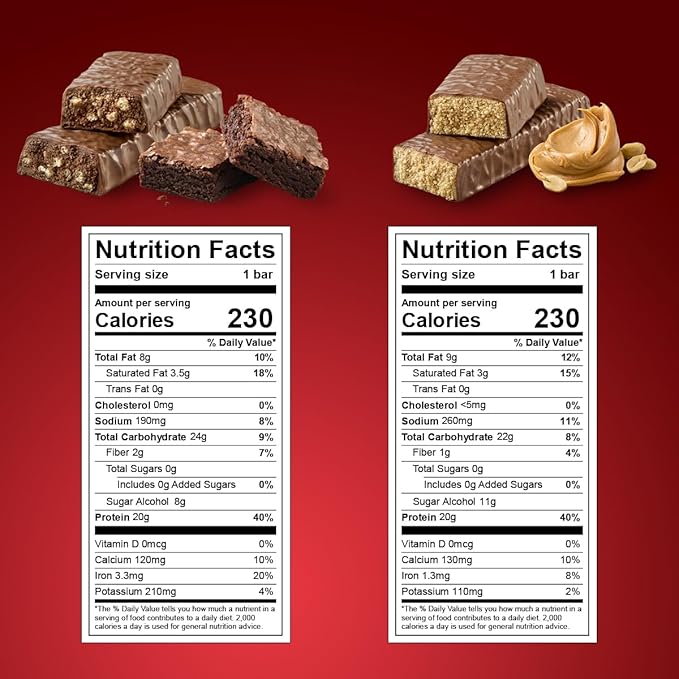 High Protein Bars, Pack of 12 - Brownie Crunch and Peanut Butter Protein Bars 6 of Each, Ideal for Fitness Enthusiasts, Perfect for Sharing, Snacking or sharing with your Loved Ones