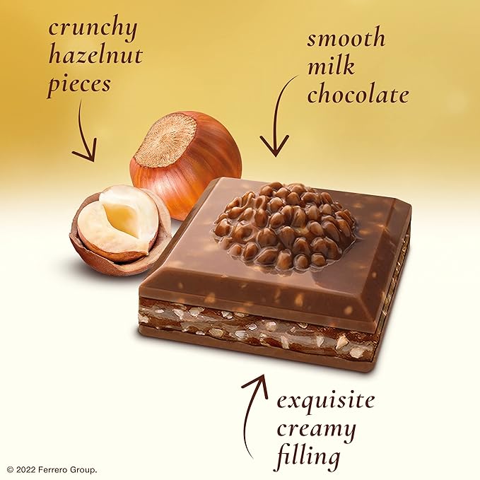 Ferrero Rocher Premium Chocolate Bars,2 Pack, Milk Chocolate Hazelnut, Luxury Chocolate, Individually Wrapped, 3.1 Oz Each