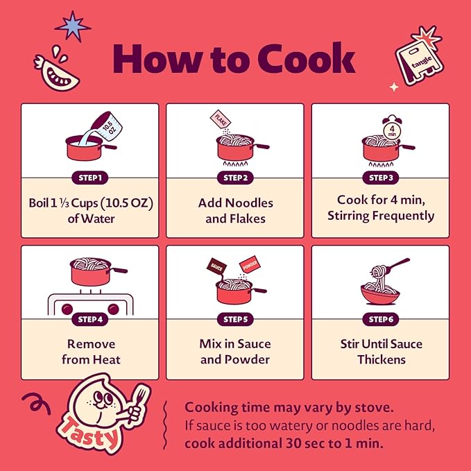 Samyang Tangle Chunky Tomato Pasta | Instant Pasta | Mukbang | 15g of Protein | Linguine | 6g of Fiber | Chick Pea based | Easy Prep | Convenient | 4 Pack