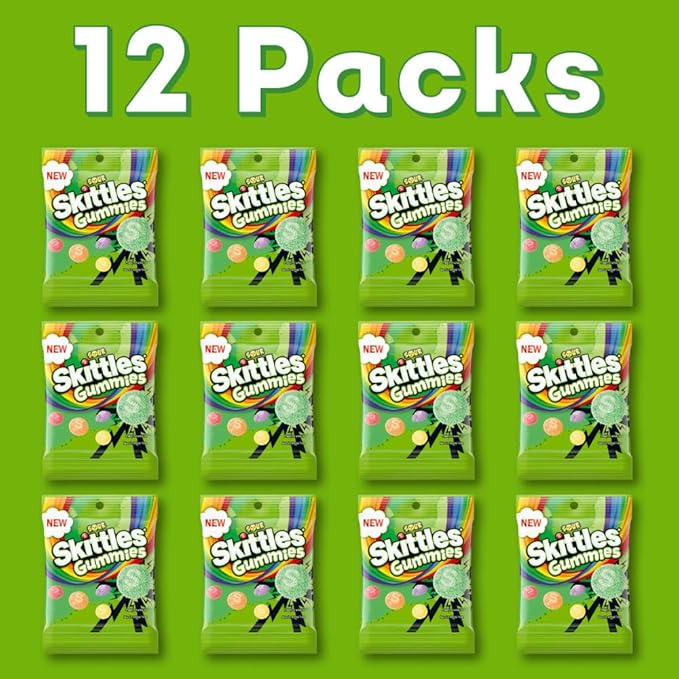 SKITTLES Sour Gummies Chewy Sour Candy Assortment, 5.8 Oz, Bulk Candy Pack of 12