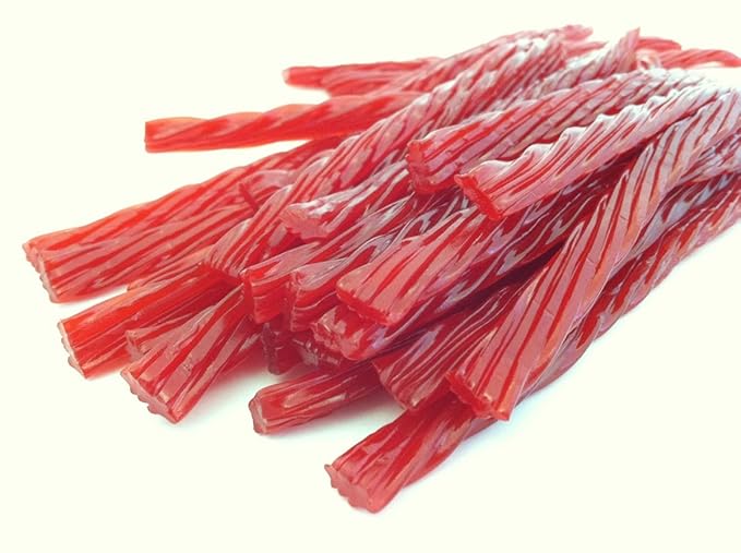 Red Raspberry Licorice Twists Pack of 3 - Fat-Free Old Fashioned Gourmet Rasberry Licorice Candy in Bulk - Soft & Chewy Texture with Bold Fresh Flavor (Total 24oz)