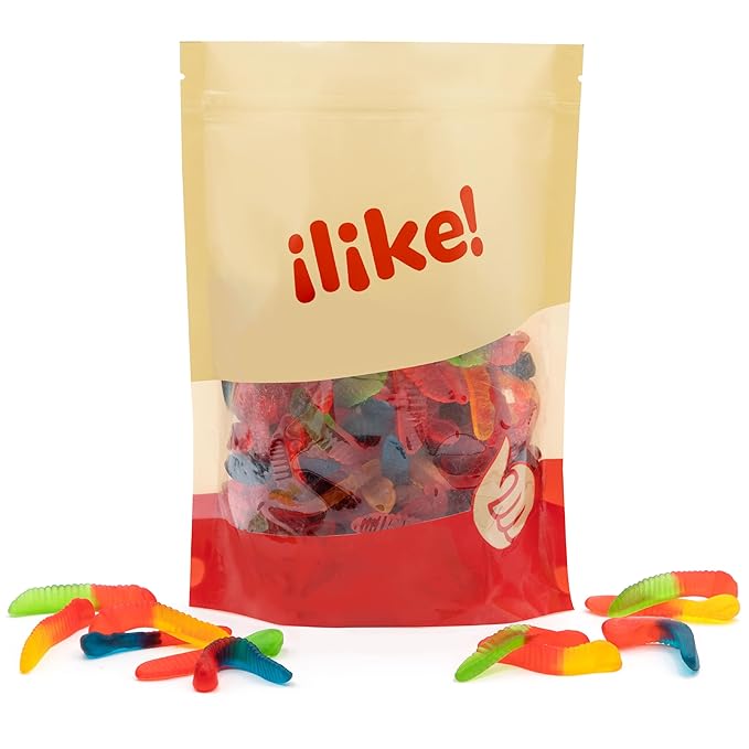 Gummy Worms | 2 Pound Bag | Gummy Candy Made with Real Fruit Juice | Chewy Candy in Assorted Fruit Flavors | Gummies for Buffets, Party Favors and Goody Bags