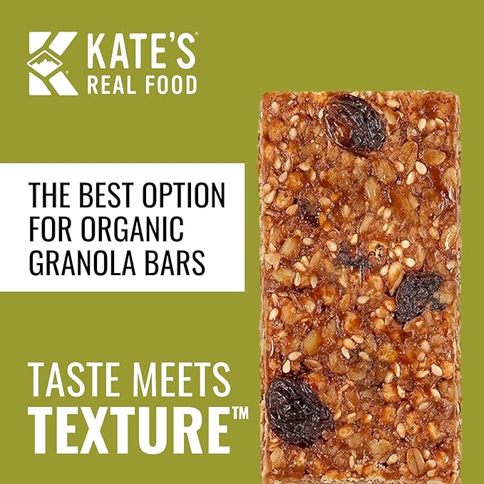 Kate’s Real Food Organic Energy Bars, Non-GMO, All-Natural Ingredients, Gluten-Free and Soy-Free Healthy Snack with Natural Flavors, Peanut Butter and Dark Chocolate (Pack of 12)