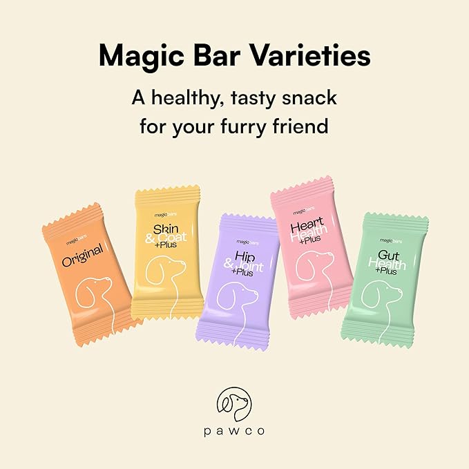 Pawco Magic Bar for Dogs – Supports Energy, Digestion & Overall Wellness – Soft, High-Protein Peanut Butter Bars with Pumpkin & Chicory Root – Pack of 8