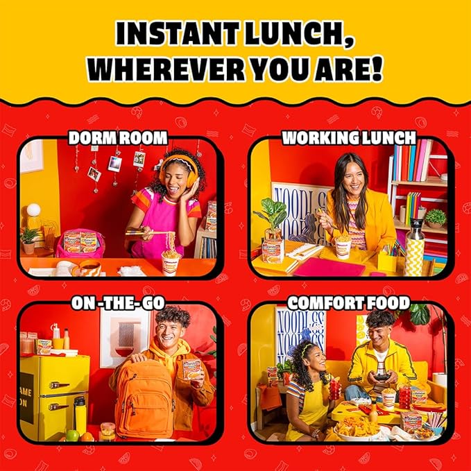 Maruchan Instant Lunch Ramen Noodles, Hot & Spicy Beef Flavor – Japanese-Style Instant Noodle Soup, Quick & Easy Meal – 2.25 Oz Cup, Pack of 12