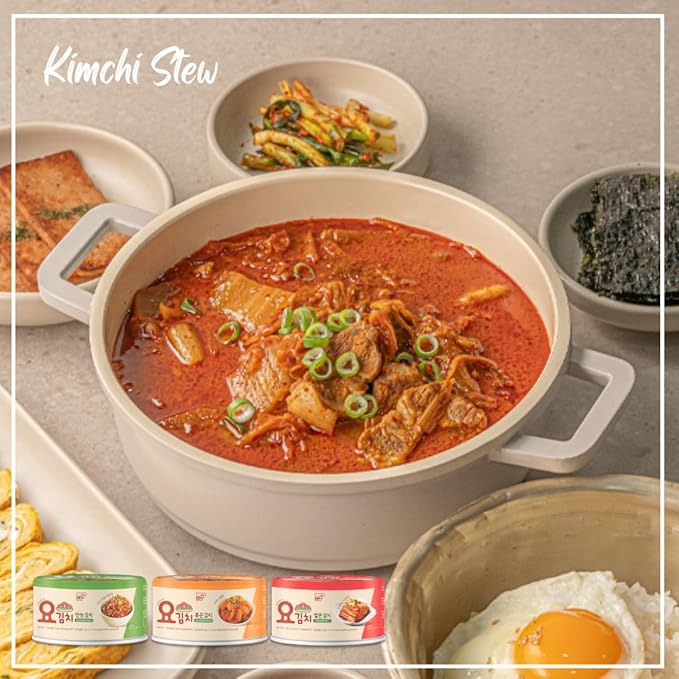 YOPOKKI Korean Stir-fried Kimchi Canned Napa Cabbage - Non-GMO, Gluten-Free, No Artificial Colors, 4 EA