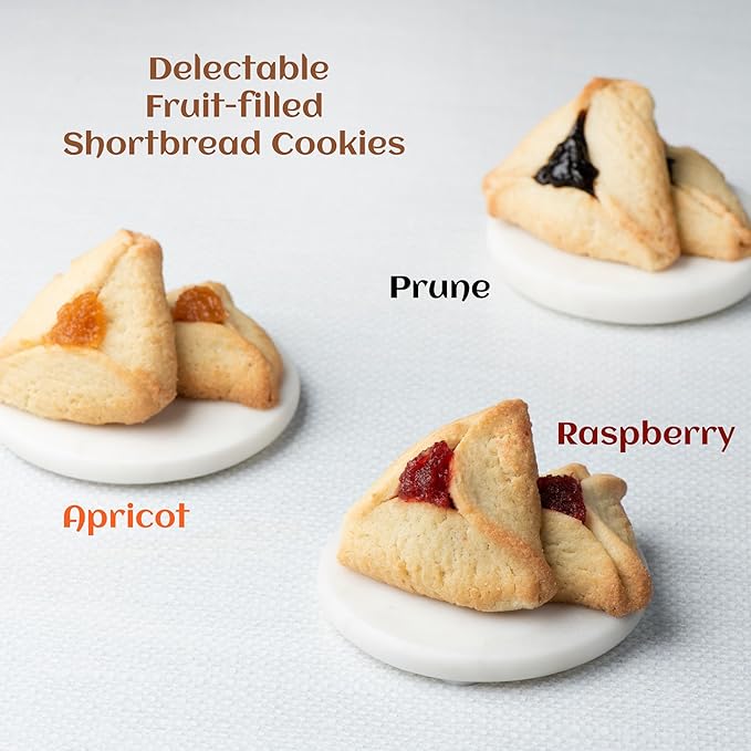 Hametaschen Cookies | Fathers Day Gift Box | Shortbread Cookies Filled with Apricot, Raspberry & Prune Jam | Kosher, Dairy Free & Nut Free | Stern's Bakery