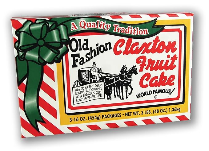 Claxton Fruit Cake – 3-1 Lb. Dark Recipe | Old Fashioned Holiday Fruitcake Packed in our Traditional Claxton Carton | A Holiday Favorite for over 115 years | 3-Pack