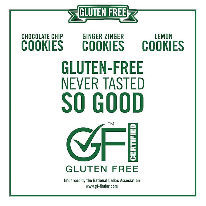 Tate's Bake Shop Gluten Free Cookies Variety Pack, Lemon, Ginger Zinger and Chocolate Chip Cookies, 4-7 oz Bags