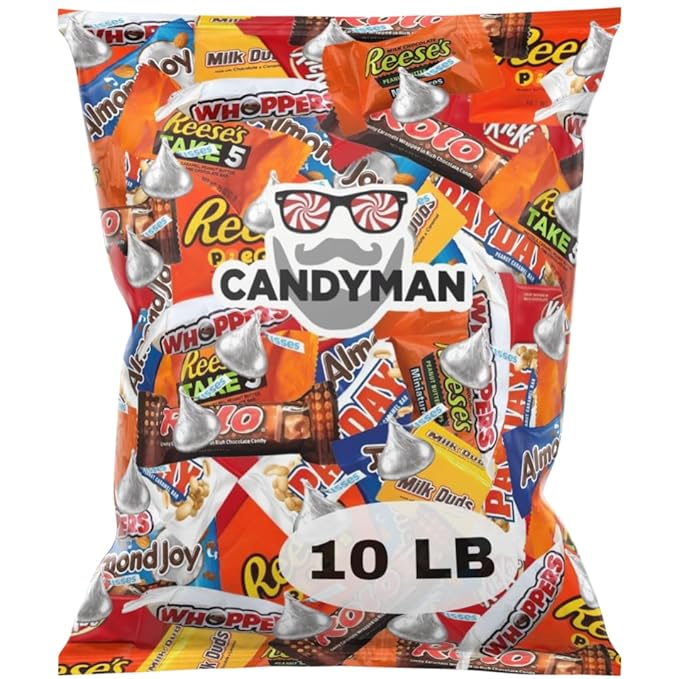CANDYMAN 10 Pound Gift Box Mix of Chocolate, Individually Wrapped Assorted Bulk Candy Chocolates Variety Pack, Perfect for Holiday Candies, Valentine's Day