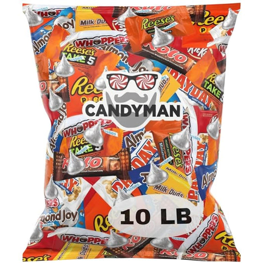 CANDYMAN 10 Pound Gift Box Mix of Chocolate, Individually Wrapped Assorted Bulk Candy Chocolates Variety Pack, Perfect for Holiday Candies, Valentine's Day