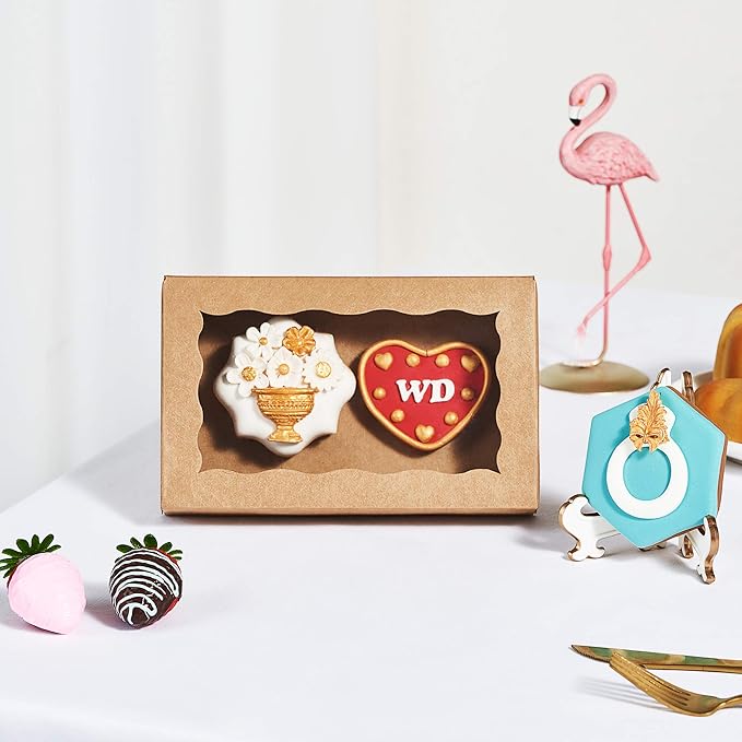 RomanticBaking 50 Pack Auto-Popup Cookies Boxes 7" x 4 3/8" x 1 1/2"Pastry Boxes Macaron Boxes Hot Chocolate Bombs Boxes Donut Boxes Brownies,Cakesicle Boxes