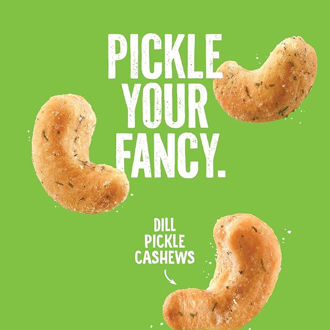 Emerald Nuts Dill Pickle Seasoned Cashews (1-Pack), 5oz Resealable Bag, Non-GMO, Contains No Artificial Preservatives, Flavors or Synthetic Colors