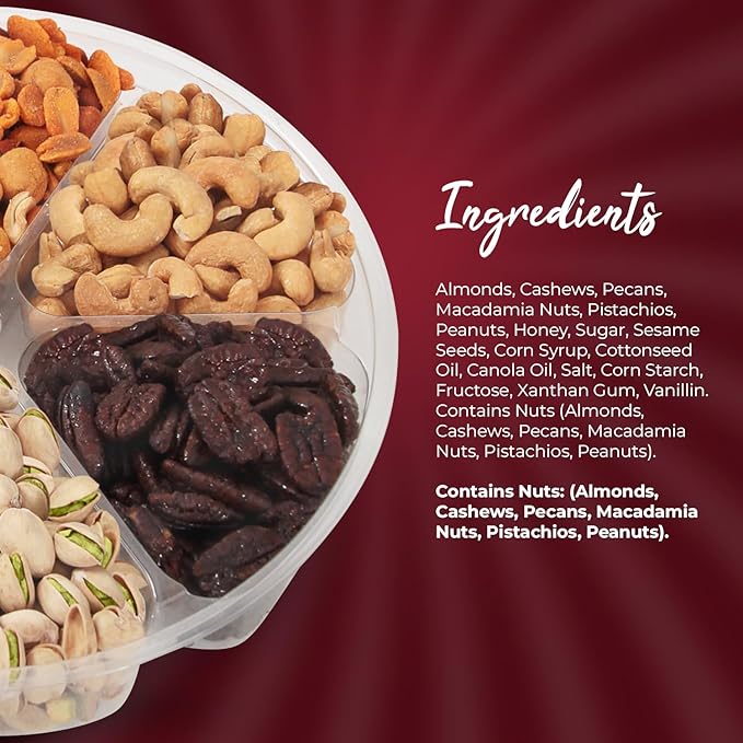 SizGit Nut Gift Baskets, 26oz Mixed Nut Gift Box of 6 Sectional Platter, Ideal Nut Assortment for Holidays, Birthdays, Celebrations, Anniversaries, Corporate Occasions and Everyday Snacking