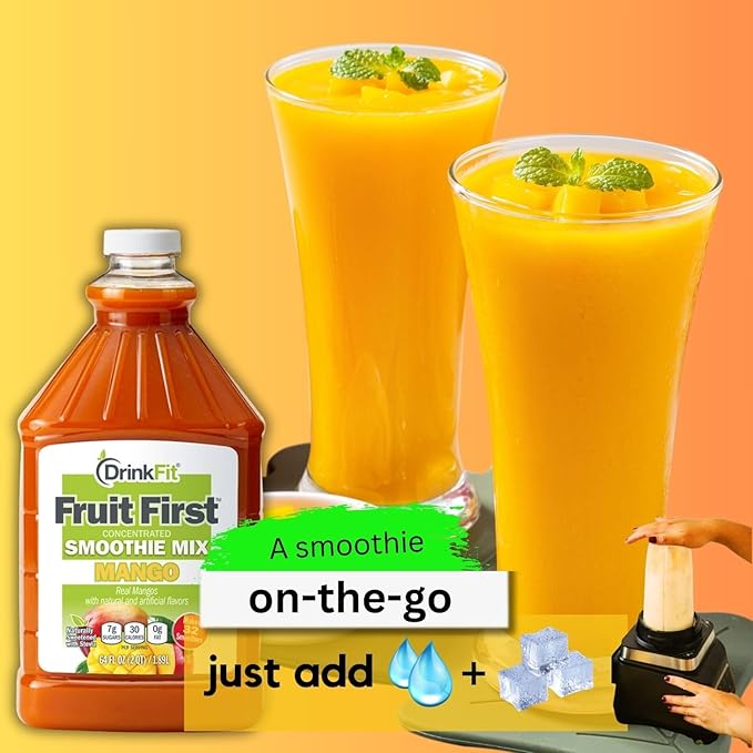 DrinkFit Fruit Smoothie | Real Fruit Puree, Low Sugar, Gluten:Free & Non:GMO, Banana Smoothie Mix : Makes 32 Smoothies, 64 Fl Oz (Banana)