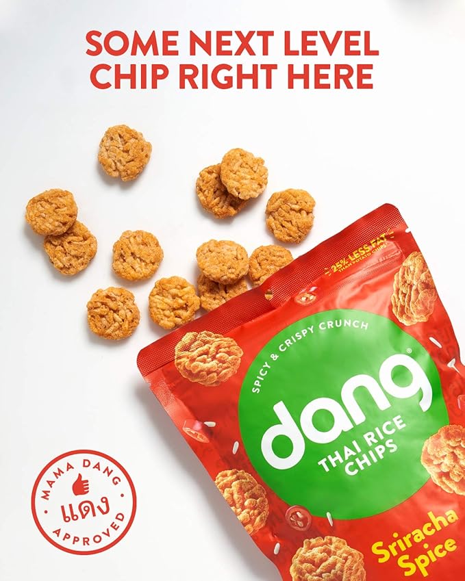 DANG Sticky Rice Chips | Sriracha Spice | 4 Pack | Vegan, Gluten Free, Non Gmo Rice Crisps, Healthy Snacks Made With Whole Foods | 3.5 Oz Bags