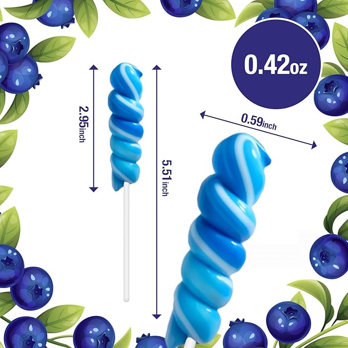 20 Pack Something Blue Twisty & Swirl Lollipops - Lollipops Candy Individually Wrapped Bulk for Wine Day - Twisty Candy Lollipop Suckers for Wedding, Birthday