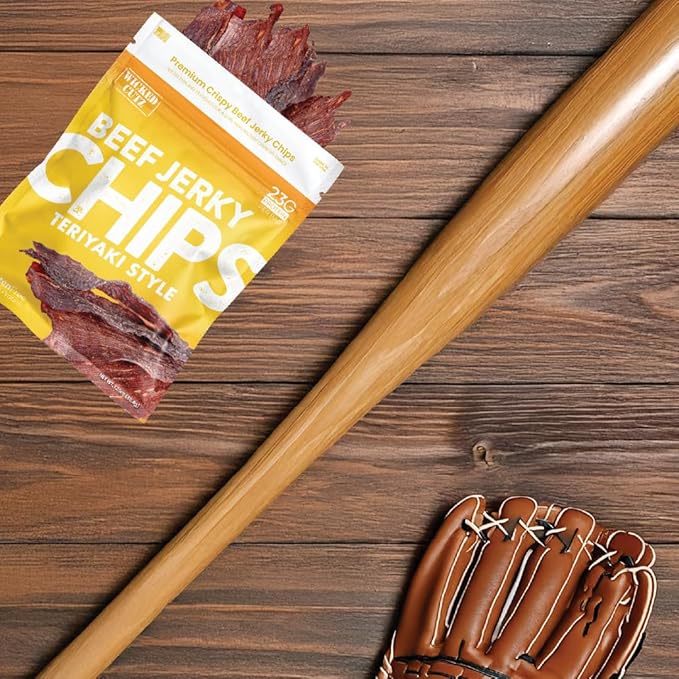 Wicked Cutz Teriyaki Beef Jerky Chips, 14g Protein per Bag, Crispy & Crunchy Beef Jerky Crisps, USA Made Flavored Chips, High Protein Snacks (2 Bags)